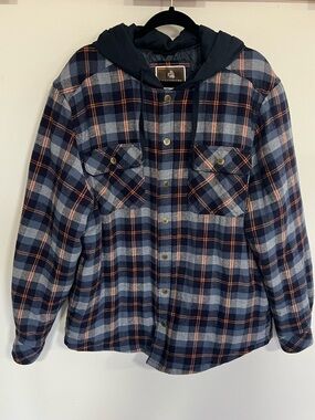 Legendary Outfitters Cotton Flannel Hooded Shirt Jacket Shacket